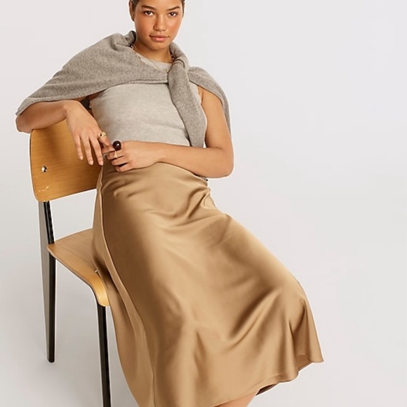 J Crew Gwyneth slip skirt - camel - sz L - gorgeous caramel color - Picture 2 of 9